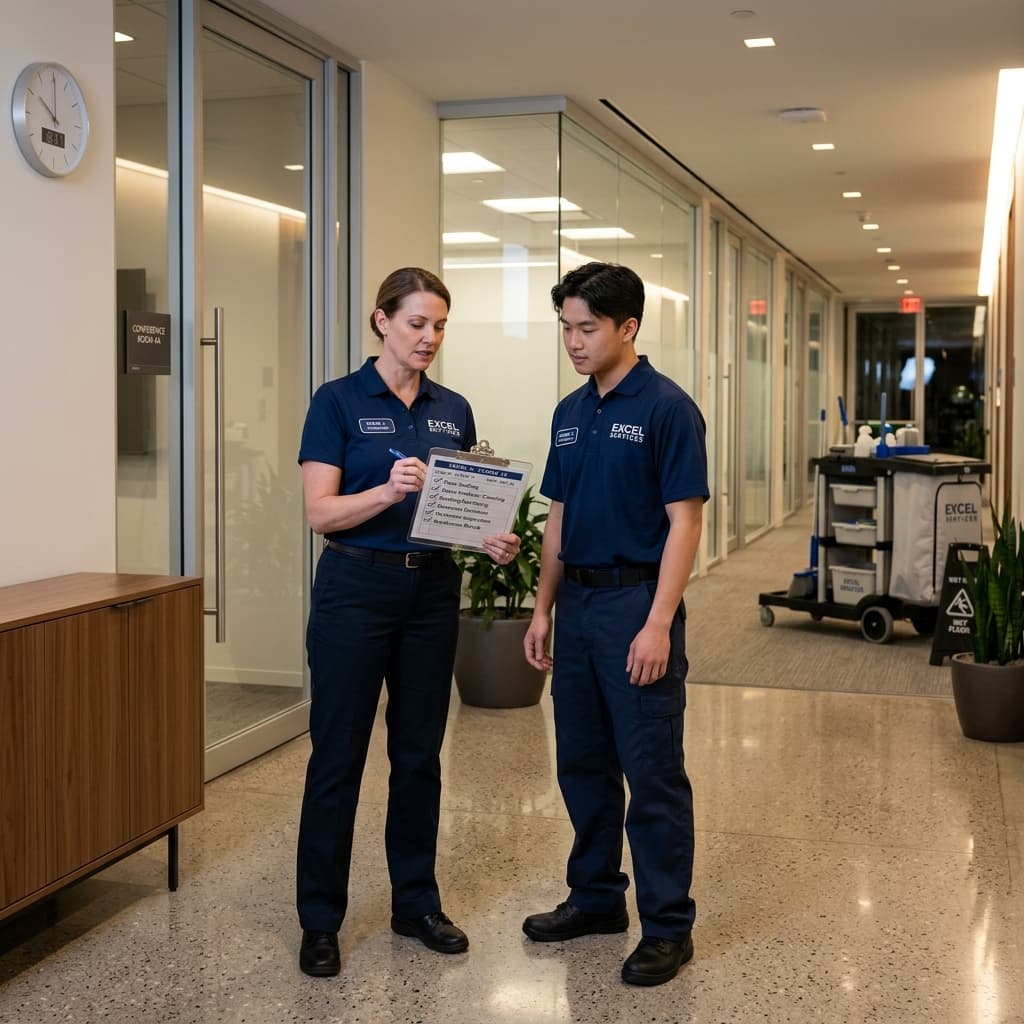 Friendly and professional commercial cleaning company representative